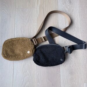 Lululemon Athletica Black and Tan Sherpa Belt Bag Bundle